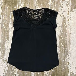 Express Gramercy Tee / blouse with lace neckline